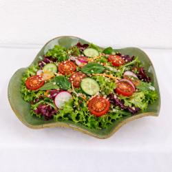 Keramikfad i asymmetrisk form - gr�n glasur