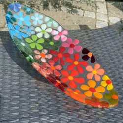 Ovalt blomsterfad - multi farver (36x14cm)