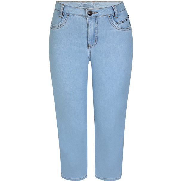ZE-ZE Nordic Shape 02 Denim Capri Bukser - Angelite denim wash