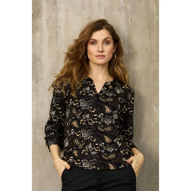 ZE-ZE Nordic Heleen blouse - Black/Brown