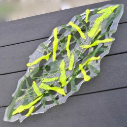 Glas fad med hulmnster - Grnt (55x23cm)