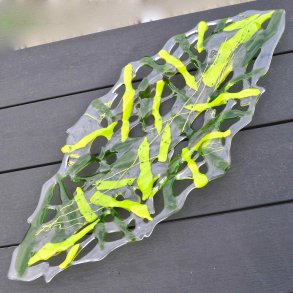 Glas fad med hulmnster - Grnt (55x23cm)