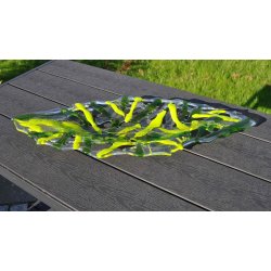 Glas fad med hulmnster - Grnt (55x23cm)