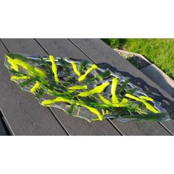 Glas fad med hulmnster - Grnt (55x23cm)