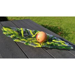 Glas fad med hulmnster - Grnt (55x23cm)