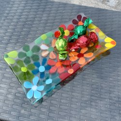 Aflangt blomster fad (12x22 cm)