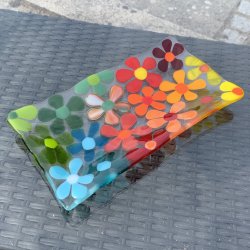 Aflangt blomster fad (12x22 cm)