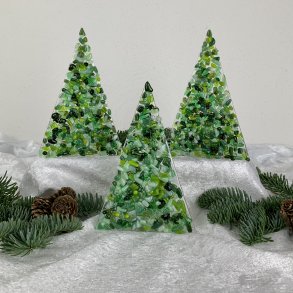 Juletr til fyrfadslys - Grnt drys