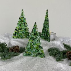 Juletr til fyrfadslys - Grnt drys