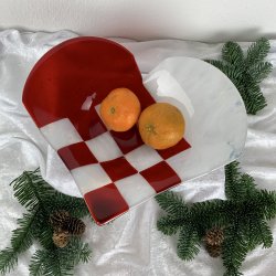 Stort hjerte fad - Rd (29 x 24 cm)