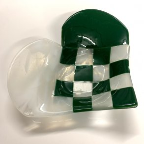 Stort hjerte fad - Grn (29 x 24 cm)