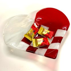 Stort hjerte fad - Rd (29 x 24 cm)