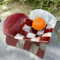 Stort hjerte fad - Rd (29 x 24 cm)