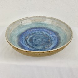 Sk�l / dyb tallerken - Creme/turkis/bl� farver