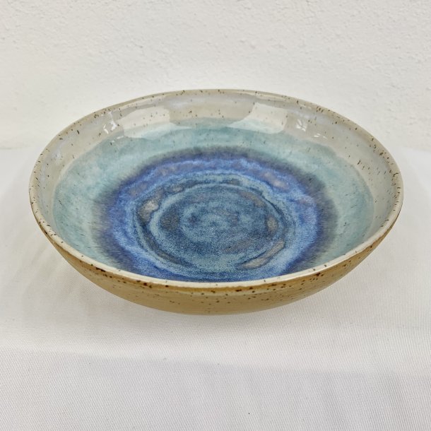 Sk�l / dyb tallerken - Creme/turkis/bl� farver