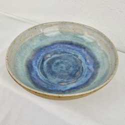 Sk�l / dyb tallerken - Creme/turkis/bl� farver