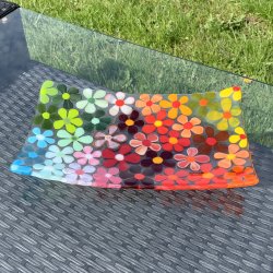 Aflangt blomsterfad - Multi farver (29x17cm)