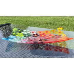 Aflangt blomsterfad - Multi farver (29x17cm)