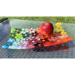 Aflangt blomsterfad - Multi farver (29x17cm)