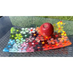 Aflangt blomsterfad - Multi farver (29x17cm)