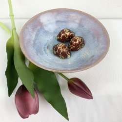 Keramiksk�l til morgenmad og snacks - Lyser�d / bl�lige farver 2. sortering