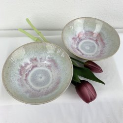 Keramiksk�le til morgenmad og snacks - Lysegr�n og Rosa