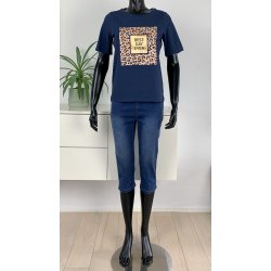 Ofelia Fie T-Shirt - Navy m/guld tryk