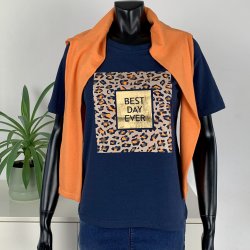 Ofelia Fie T-Shirt - Navy m/guld tryk