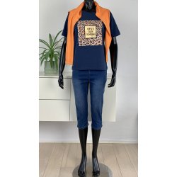 Ofelia Fie T-Shirt - Navy m/guld tryk