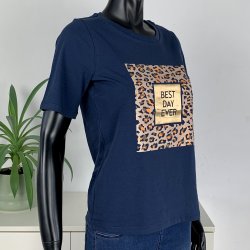 Ofelia Fie T-Shirt - Navy m/guld tryk