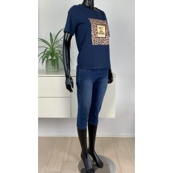 Ofelia Fie T-Shirt - Navy m/guld tryk