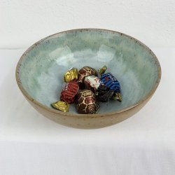 Keramiksk�l til morgenmad og snacks - Gr�nne / bl�lige farver