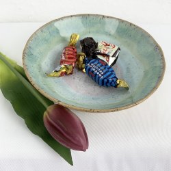 Lysestage / smykkefad i stent�jsler - gr�n/bl�/rosa