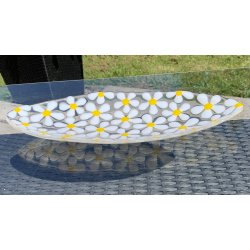 Ovalt blomsterfad - Hvide blomster (36x14cm)