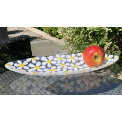 Ovalt blomsterfad - Hvide blomster (36x14cm)