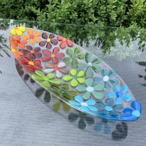 Ovalt blomsterfad - multi farver (36x14cm)