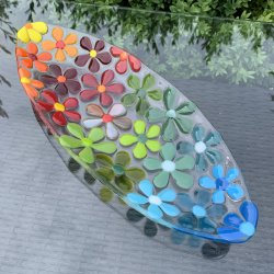 Ovalt blomsterfad - multi farver (36x14cm)
