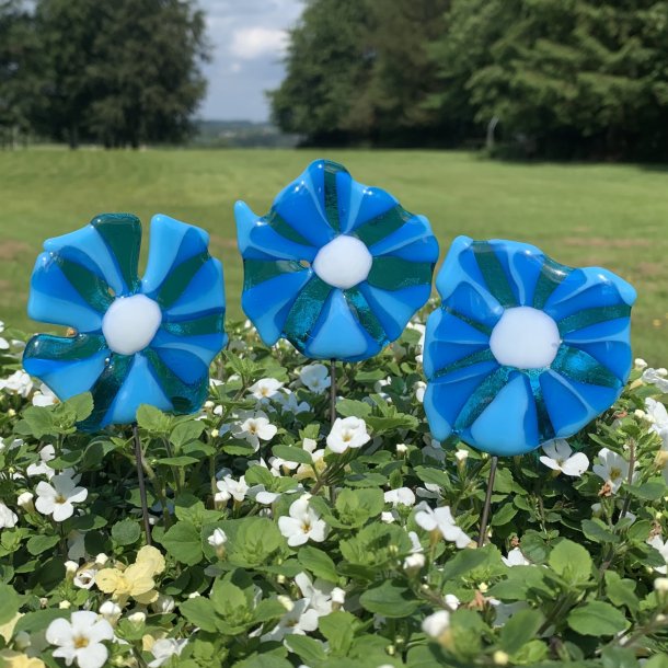 Glasblomster - Bl�/Hvid