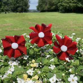 Glasblomster - R�d/Hvid
