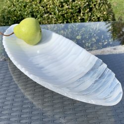 Ovalt fad i Sky Hvidt glas (35x15cm)