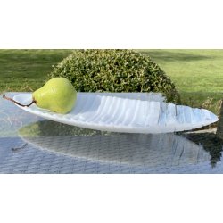 Ovalt fad i Sky Hvidt glas (35x15cm)